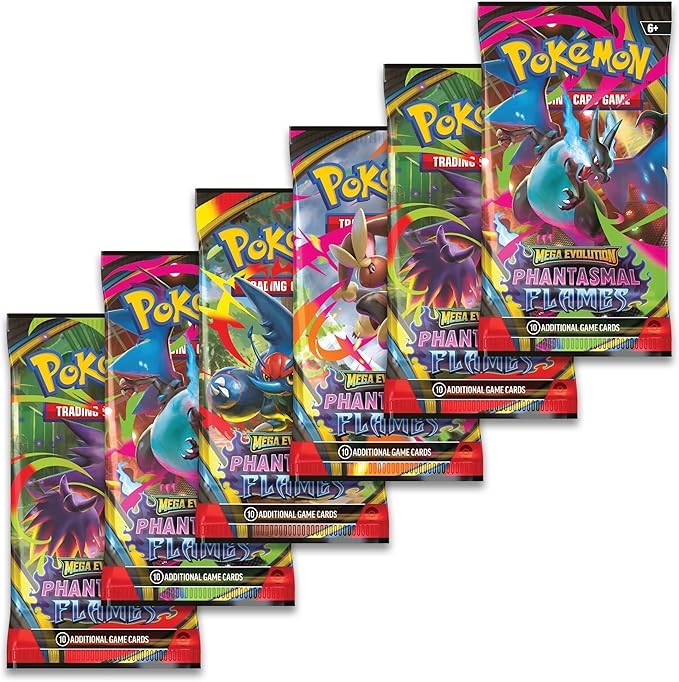 Pokémon TCG: Mega Evolution—Phantasmal Flames Booster Bundle (6 Booster Packs)
